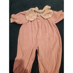 Little Me Baby Girl Pink‎ Velour Sleepsuit Romper 12 Months Floral Collar